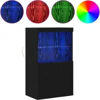 vidaXL LED Dressoir Zwart 60 x 37 x 100 cm Bewerkt hout