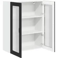 vidaXL Wandglas Kasten LUCCA Zwart 80 x 31 x 100 cm Bewerkt hout