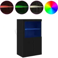 vidaXL LED Dressoir 60,5 x 37 x 100 cm Bewerkt hout Zwart Eiken