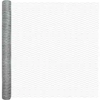 vidaXL zeshoekig gaashek met grondbevestiging 25 x 1,5 m zilver Mesh