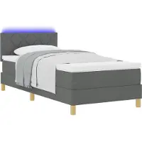 vidaXL LED Box Spring Bed met hoofdeinde Donkergrijs 90 x 200 cm Stof