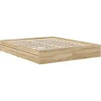 vidaXL Opbergbed met lade Sonoma Eik 160 x 200 cm Bewerkt hout