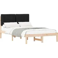 vidaXL Bedframe met Gevoerde Hoofdbord Natuurlijk en zwart