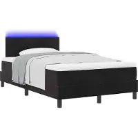 vidaXL LED boxspringbed met kussens, zwart, 120 x 200 cm, fluweel