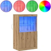 vidaXL LED Dressoir Bruin 60 x 37 x 100 cm Bewerkt hout