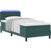 vidaXL LED Box Spring Bed Donkergroen 90 x 200 cm Fluweel