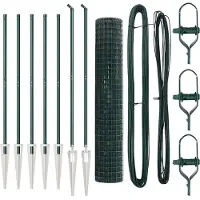 vidaXL Euro-hek met grondpennen 10 x 1,5 m PVC-Coated Staal Groen Mesh