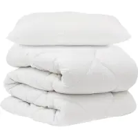 vidaXL Beddengoedset met kussens, 2 stuks, wit, microvezel