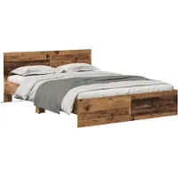 vidaXL Bedframe met hoofdeinde Oud Hout 140 x 200 cm Bewerkt hout