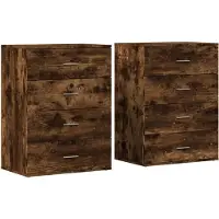 vidaXL Dressoirs 2 st 60x39x80 cm bewerkt hout gerookt eikenkleurig