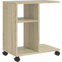 vidaXL Bijzettafel met wieltjes 50x30x55 cm hout sonoma eikenkleurig