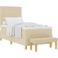 vidaXL Boxspring bed met kussen met hoofdeinde Crème 200 x 90 cm Stof
