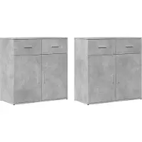 vidaXL Dressoirs 2 st 79x38x80 cm bewerkt hout betongrijs