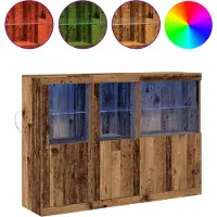 vidaXL LED Dressoir Oudhout 142,5 x 37 x 100 cm Bewerkt hout