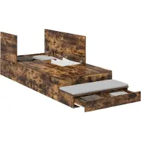 vidaXL Opbergbedframe met lade Rook Eiken 90 cm Bewerkt hout