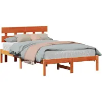vidaXL Bedframe met hoofdeinde Bruin 140 x 190 cm Massief grenenhout