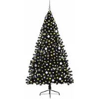 vidaXL Kunststof Voorverlichte Kerstboom met 150 LED Zwart 150 cm PVC