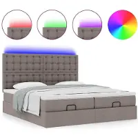 vidaXL Ottoman bed met matrassen en LED's 160x200cm stof taupe