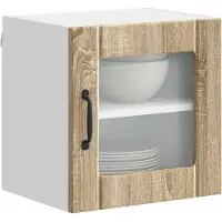vidaXL Wandglas Kasten LUCCA Sonoma Eiken 40 x 31 x 40 cm Bewerkt hout