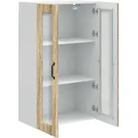 vidaXL Wandglas Kasten PORTO Sonoma Eik 60 x 31 x 100 cm Bewerkt hout