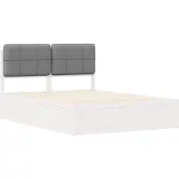 vidaXL Bedframe met gestoffeerde hoofdbord, lichtgrijs, 135 x 190 cm
