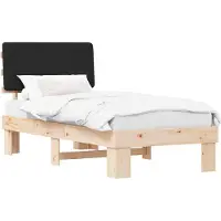 vidaXL Bedframe met Gevoerde Hoofdbord Zwart 75 x 190 cm