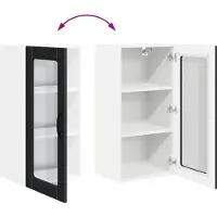 vidaXL Wandglas Kasten PORTO 2 st Zwart Bewerkt hout