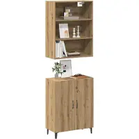 vidaXL Dressoir met wandkast bewerkt hout artisanaal eikenkleur