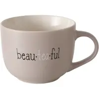 Boltze - Jumbo - Theemok - “Beau.tea.ful” - 560 ml - Keramiek - Beige - Vaatwasser & Magnetron veilig