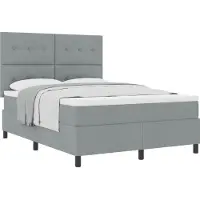vidaXL Boxspring bed met hoofdeinde Lichtgrijs 140 x 190 cm Stof