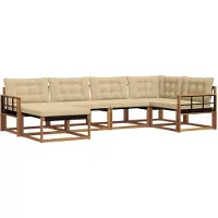 vidaXL Buiten bank set 6 st Natuurlijk en Beige Massief Acacia Hout
