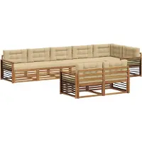 vidaXL Buiten bank set met kussen 8 pcs Natuurlijk en Beige