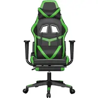 vidaXL Gamestoel met voetensteun kunstleer zwart en groen