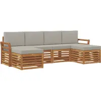 vidaXL Buiten bank set 6 st Natuurlijk en Licht Grijs