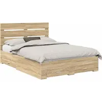 vidaXL Bedframe met lade Sonoma Eiken 140 x 190 cm Bewerkt hout