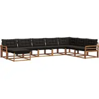 vidaXL Buiten bank set 8 st Natuurlijk en zwart Massief Acacia Hout