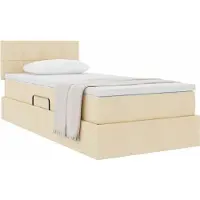 vidaXL Opbergbed met matras met hoofdeinde Crème 90 x 190 cm fluweel