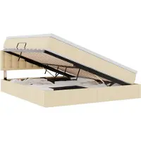 vidaXL LED opbergbed met matras Crème 160 x 200 cm Stof
