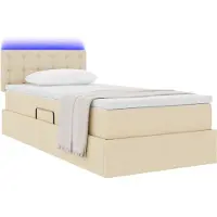 vidaXL LED opbergbed met matras Crème 100 x 200 cm Stof
