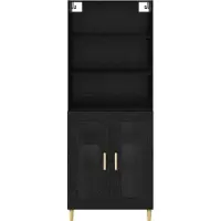 vidaXL Highboard Zwart Eiken 69,5 x 32,5 x 180 cm Bewerkt hout
