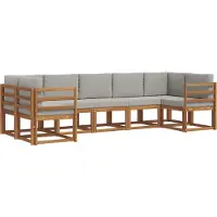 vidaXL Buiten bank set 7 st Naturel en lichtgrijs