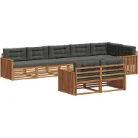 vidaXL Buiten bank set met kussen 8 pcs Natuurlijk en Antraciet