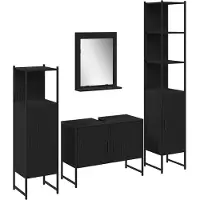 vidaXL Badkamermeubel Set 4 st Zwart 33 x 33 x 185,5 cm Bewerkt hout