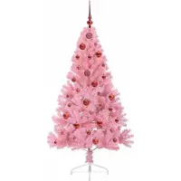 vidaXL Kunststof Voorverlichte Kerstboom met 150 LED Roze 150 cm PVC