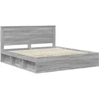 vidaXL Bedframe Grijs Sonoma 200 x 200 cm Massief grenenhout