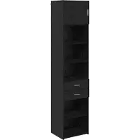 vidaXL Highboard met lade Zwart Eiken 50 x 42,5 x 225 cm Bewerkt hout