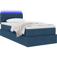 vidaXL LED opbergbed met matras Blauw 90 x 190 cm Stof