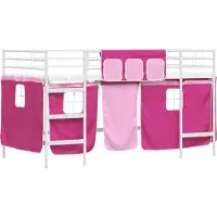 vidaXL Bunkbed voor kinderen met gordijnen Wit en roze 107 x 203 cm