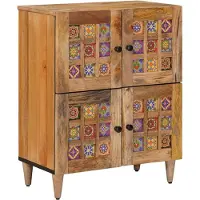 vidaXL Dressoir met opslag Naturel 60 x 33 x 75 cm Massief Mango Hout