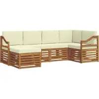 vidaXL Buiten bank set 6 st Natuurlijk en Crème Polyester